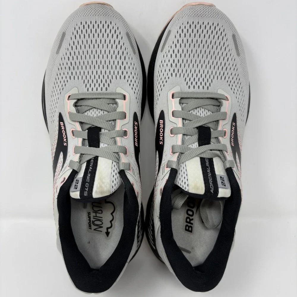 Brooks Adrenaline GTS 22 Womens Size 8.5 Grey Black Running Shoes (1203531B035)